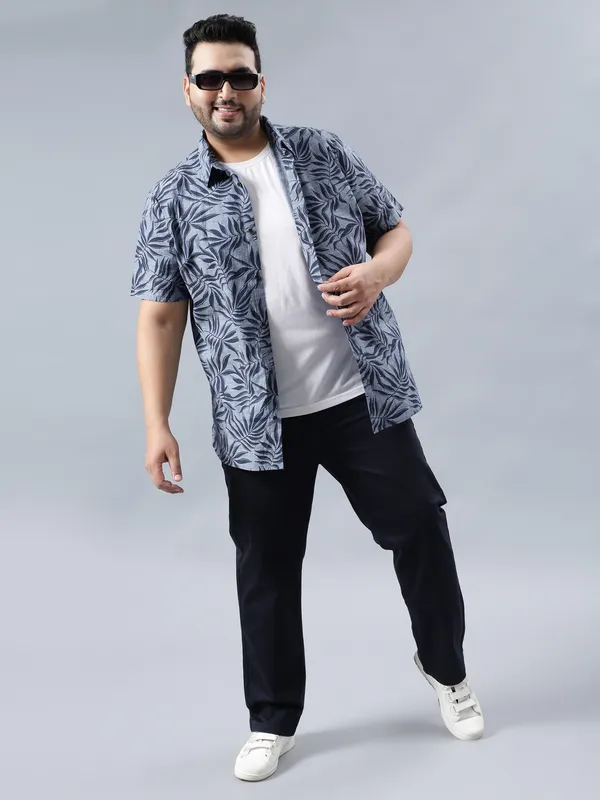 Plus_Size_Navy_Blue_Casual_Comfotable_&_Stretchable_Cotton_Pant_For_Men