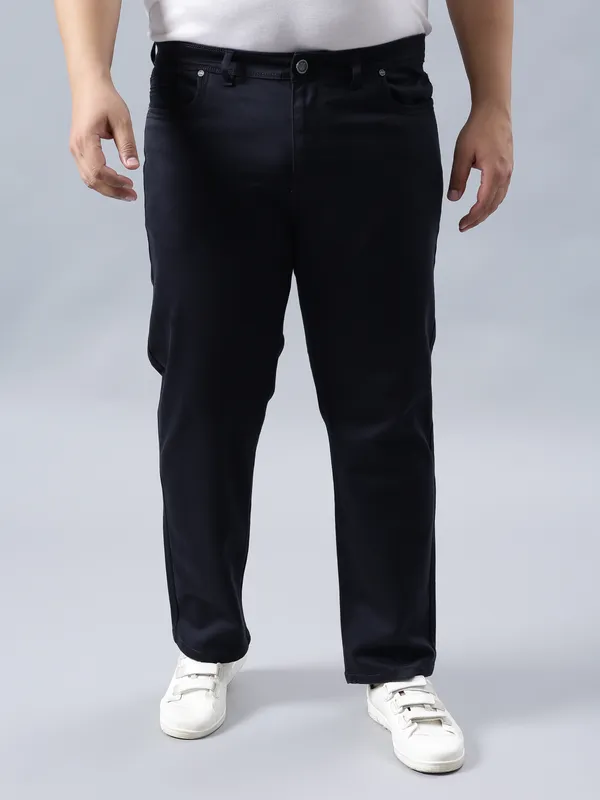 Plus_Size_Navy_Blue_Casual_Comfotable_&_Stretchable_Cotton_Pant_For_Men