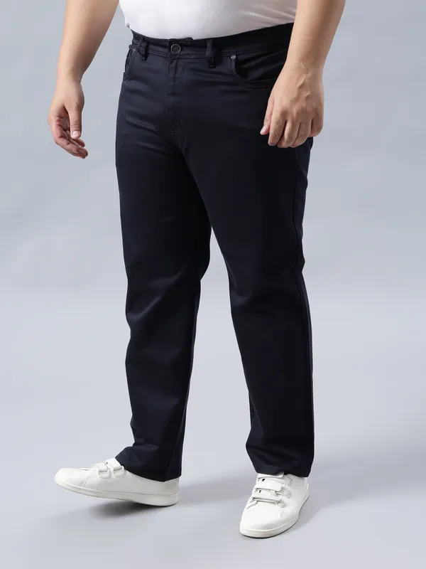 Plus_Size_Navy_Blue_Casual_Comfotable_&_Stretchable_Cotton_Pant_For_Men