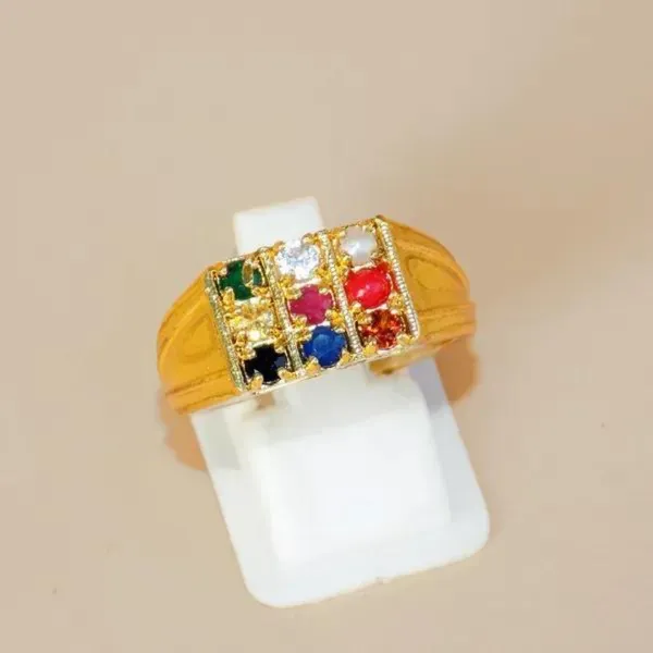 Navaratna_9_Gemstone_Gold_Plated_Good_Luck_Finger_Ring_For_Men_&_Women