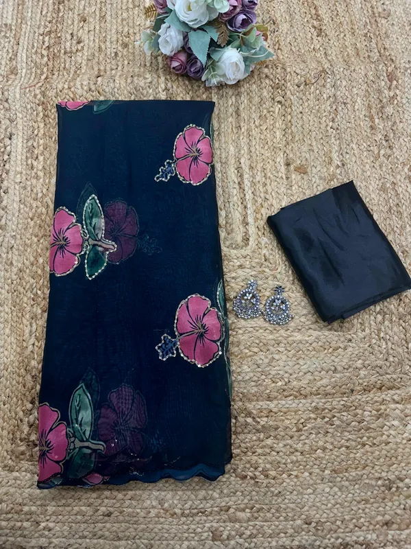 Black_Hand_Embroidered_Organza_Saree