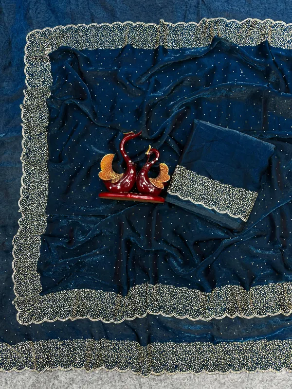 Rama_Shaded_Soft_Silk_Handwork_Designer_Saree