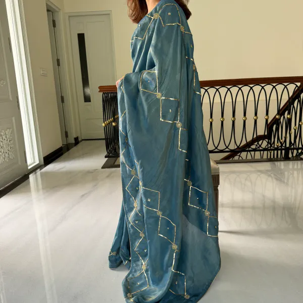 Blue_Shaded_Pure_Soft_Organza_Silk_Handwork_Saree
