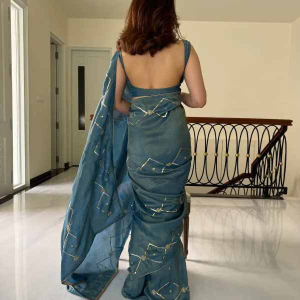 Blue_Shaded_Pure_Soft_Organza_Silk_Handwork_Saree