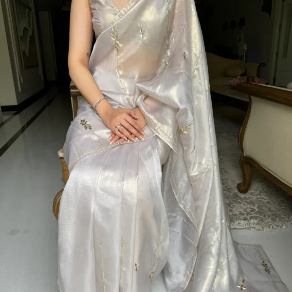 Silver_Pure_Soft_Organza_Silk_Handwork_Saree