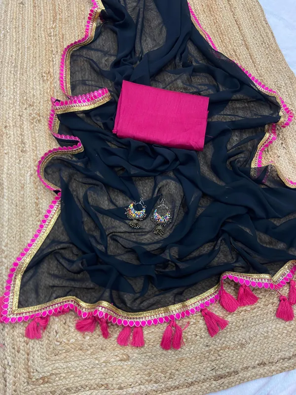 Black_Green_Smooth_Georgette_Embroidered_Saree