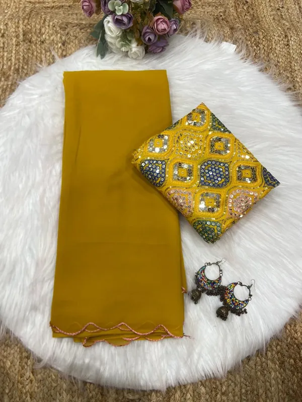 MUSTARD_SOFT_GEORGETTE_EMBROIDERED_SAREE