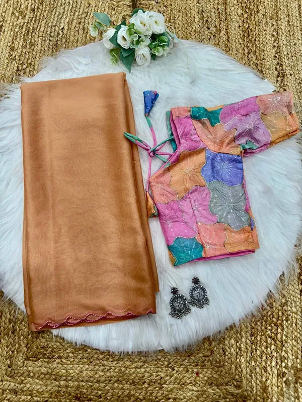 Orange_soft_simmer_georgettee_Saree