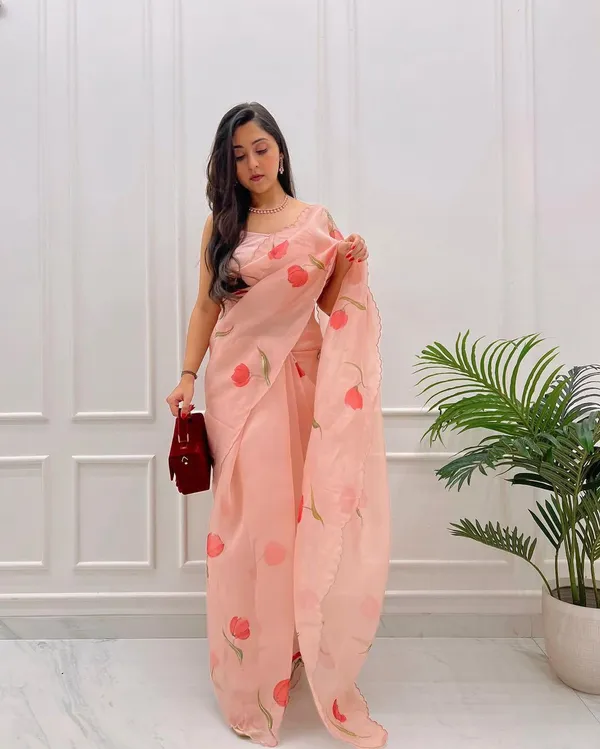 Peach_Organza_Motiwork_Embroidered_Saree