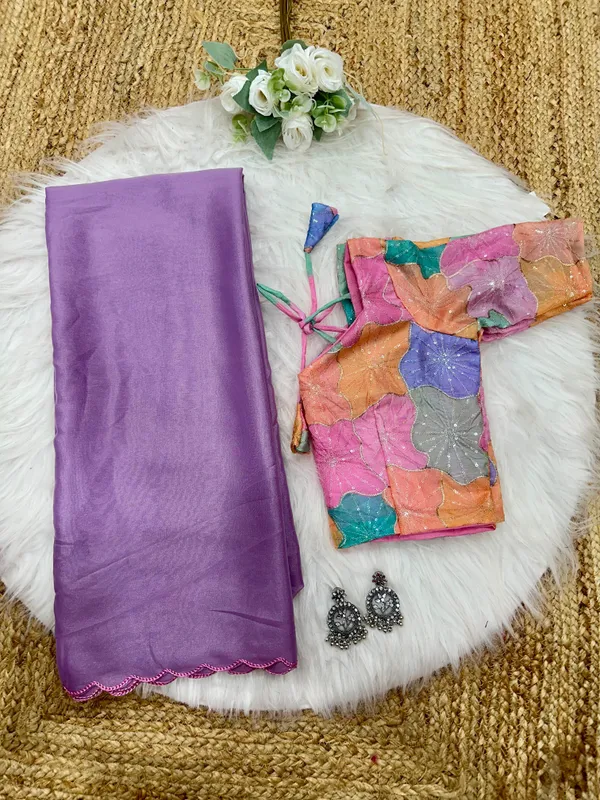 Lavender_soft_simmer_georgettee_Saree
