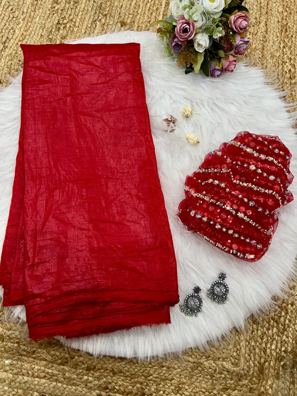 Recd_Crush_Organza_Motiwork_Embroidered_Saree