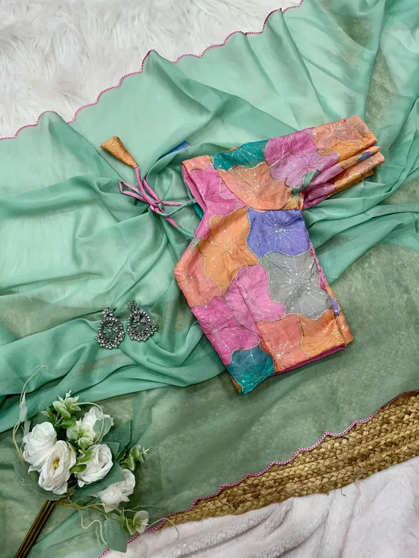 Light_Green_soft_simmer_georgettee_Saree
