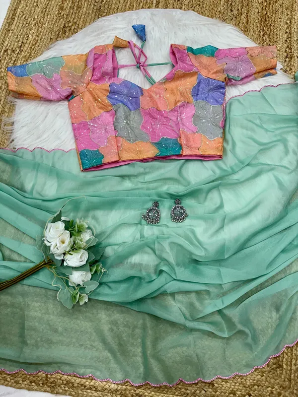 Light_Green_soft_simmer_georgettee_Saree