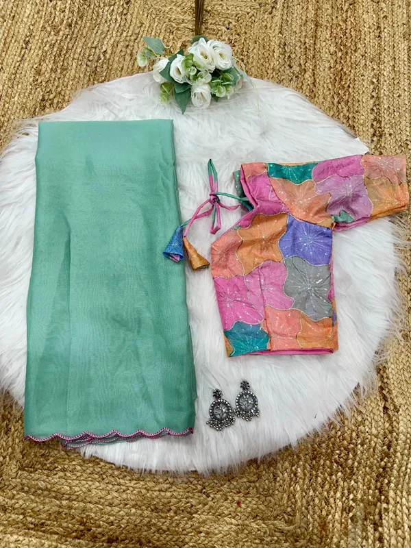 Light_Green_soft_simmer_georgettee_Saree