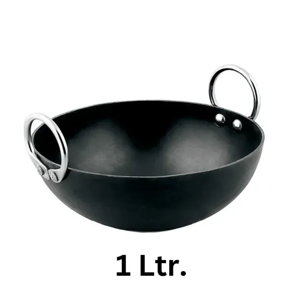 Black__Pure_Iron_Kadhai|__Induction_Compatible_Kadhai(8")_For_Everyday_Use__(_1_Litre)_2Mm_Thickness_With_Heavy_Base_