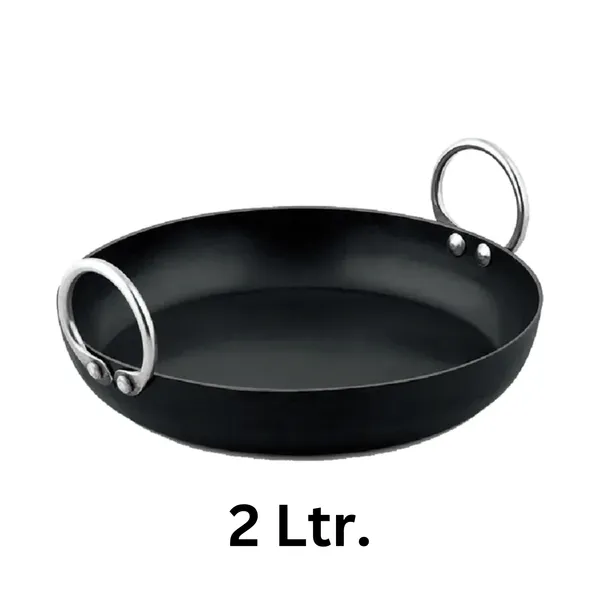 Black__Pure_Iron_Kadhai|__Induction_Compatible_Flat_Bottom_Kadhai(11")_For_Everyday_Use_(2_Litre)_2Mm_Thickness_With_Heavy_Base_