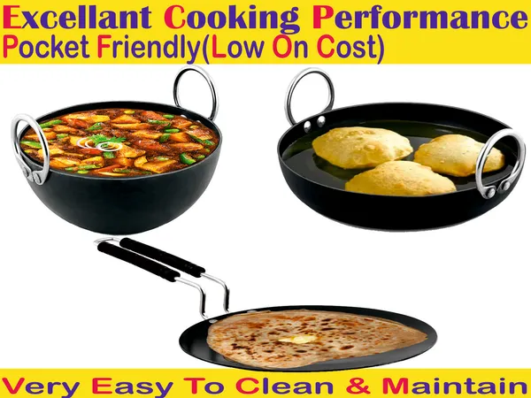 Black__Pure_Iron_Combo_Set_Of_3_(Kadhai,_Jellabi_Kadhai_&_Wire_Handle_Frypan)_No_9_2Mm_Thickness_With_Heavy_Base