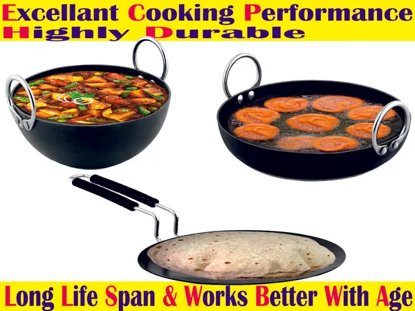 Black__Pure_Iron_Combo_Set_Of_3_(Kadhai,_Jellabi_Kadhai_&_Wire_Handle_Frypan)_No_9_2Mm_Thickness_With_Heavy_Base