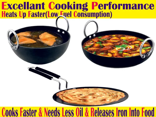 Black__Pure_Iron_Combo_Set_Of_3_(Kadhai,_Jellabi_Kadhai_&_Wire_Handle_Frypan)_No_9_2Mm_Thickness_With_Heavy_Base