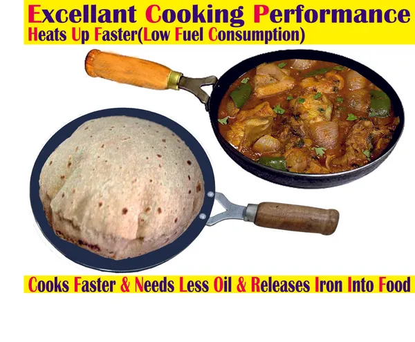 Black__Pure_Iron_Combo_Set_Of_Wooden_Handle_Tawa_&_Frypan_No_9_2Mm_Thickness_With_Heavy_Base