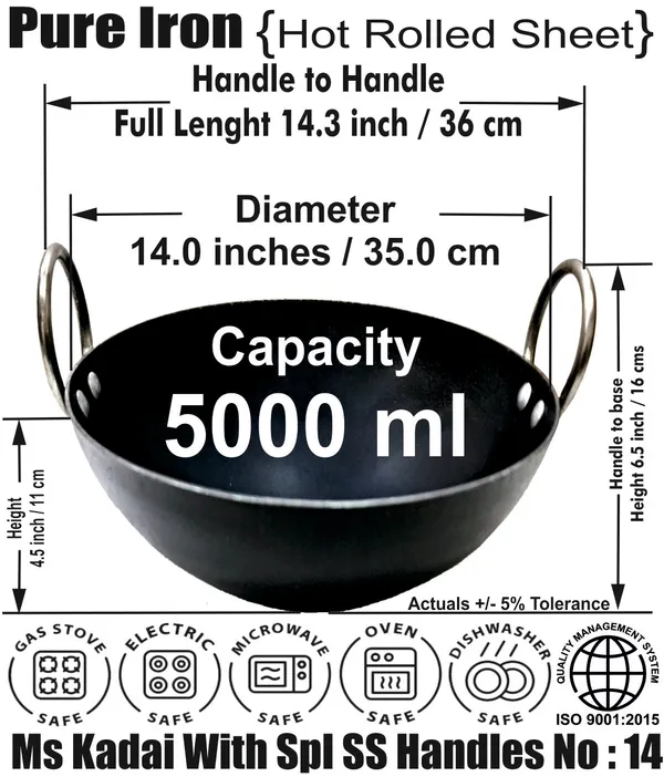 Black__Pure_Iron_Deep_Kadhai_With_Stainless_Steel_Handles_No_14__(5_Litre)_2Mm_Thickness_With_Heavy_Base
