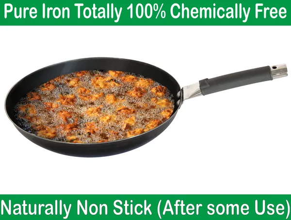 MS_Pure_Iron/Loha_Flat_Bottom_Induction_Kadai_With_SS_Pipe_Handle_no_10_(10_Inches,_2_Litres)