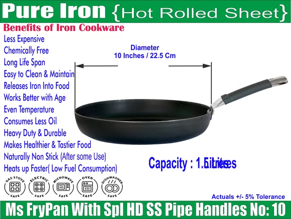 Ms_Pure_Iron/Loha_Frying/Tadka_Pan_with_SS_Pipe_Handle_No_10_(10_Inches,_1.5_Litres)