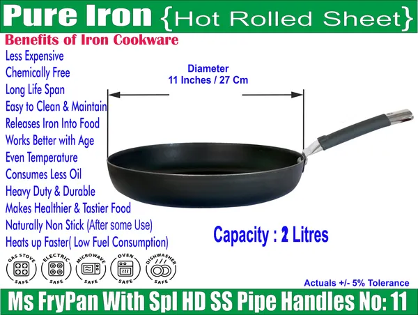 Ms_Pure_Iron/Loha_Frying/Tadka_Pan_with_SS_Pipe_Handle_No_11_(11_Inches,_2_Litres)