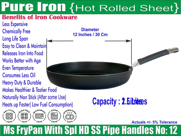 Ms_Pure_Iron/Loha_Frying/Tadka_Pan_with_Wooden_Handle_No_12_(12_Inches,_2.5_Litres)