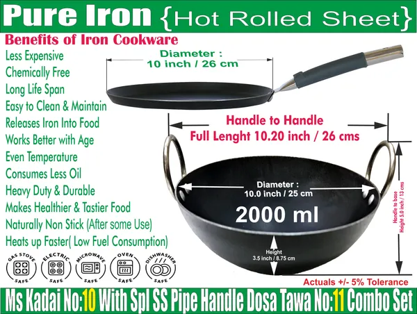 Ms_Pure_Iron/Loha_Kadai_&_SS_Pipe_Handle_Multi_Pupose_Induction_Tawa_Combo_Set_(10"_&_11")