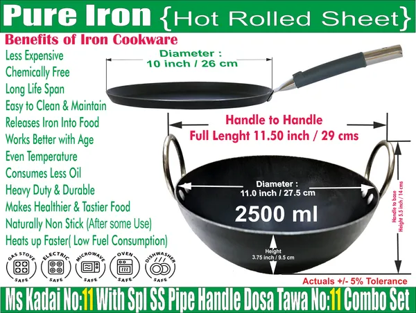 Ms_Pure_Iron/Loha_Kadai_&_SS_Pipe_Handle_Multi_Pupose_Induction_Tawa_Combo_Set_(11"_&_11")