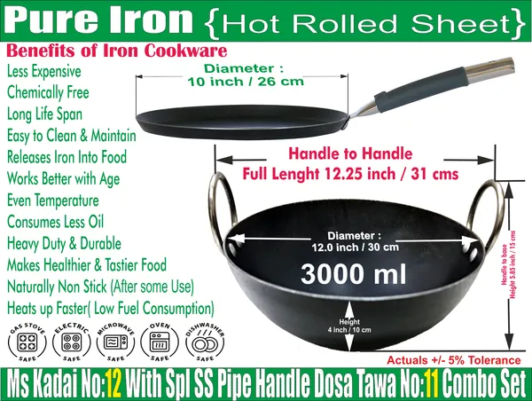 Ms_Pure_Iron/Loha_Kadai_&_SS_Pipe_Handle_Multi_Pupose_Induction_Tawa_Combo_Set_(12"_&_11")