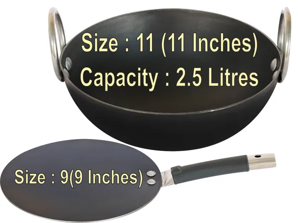 Ms_Pure_Iron/Loha_Kadai_&_SS_Pipe_Handle_Tawa_Combo_Set_(11"_&_9")