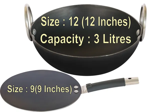 Ms_Pure_Iron/Loha_Kadai_&_SS_Pipe_Handle_Tawa_Combo_Set_(12"_&_9")