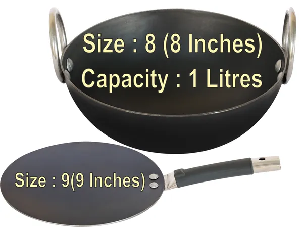 Ms_Pure_Iron/Loha_Kadai_&_SS_Pipe_Handle_Tawa_Combo_Set_(8"_&_9")