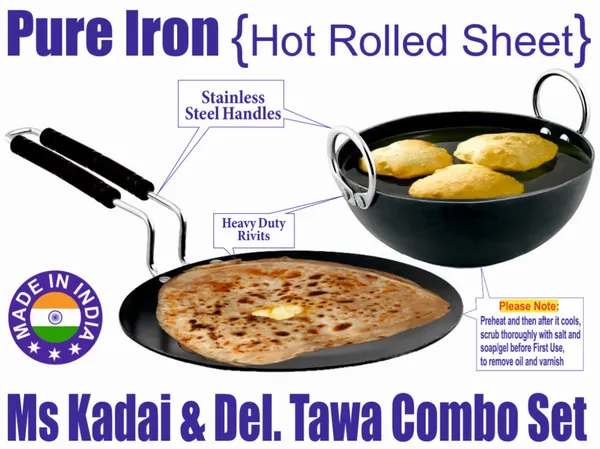 Black__Pure_Iron_Kadhai_&_Del_Tawa_Combo_Set_2Mm_Thickness_With_Heavy_Base