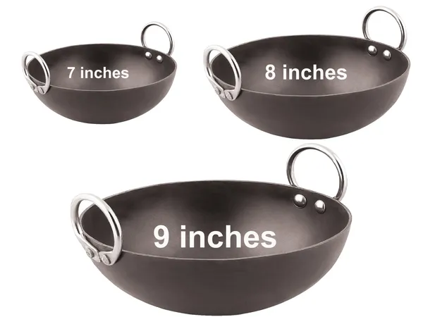 Black__Pure_Iron_/_Loha_Combo_Kadai_Set_Of_3_Pcs_(7"_&_8"_&_9")_2Mm_Thickness_With_Heavy_Base_