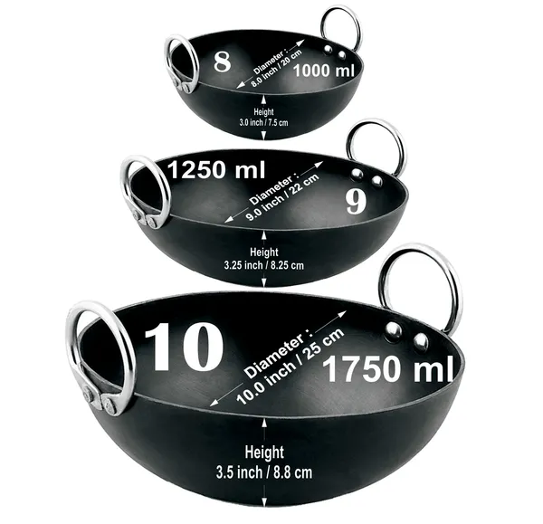 Black__Pure_Iron_/_Loha_Combo_Kadai_Set_Of_3_Pcs_(8"_&_9"_&_10")_2Mm_Thickness_With_Heavy_Base_