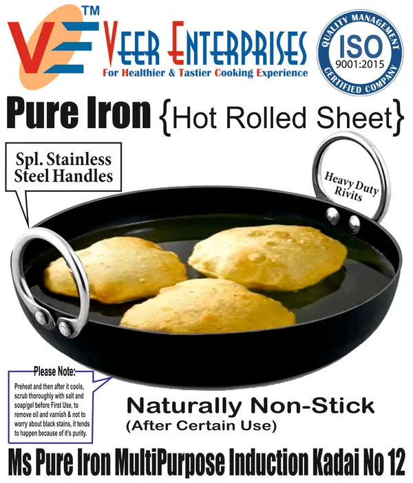 Black_._Pure_Iron_Multi-Purpose_Flat_Bottom_Kadhai_No_12__(2.5_Litre)_2Mm_Thickness_With_Heavy_Base