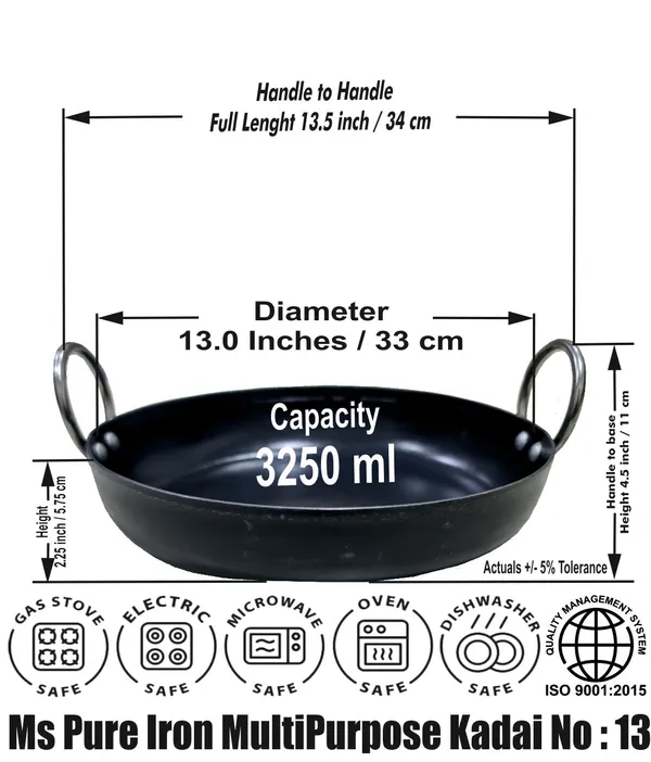 Black_._Pure_Iron_Multi-Purpose_Flat_Bottom_Kadhai_No_13__(3.25_Litre)_2Mm_Thickness_With_Heavy_Base