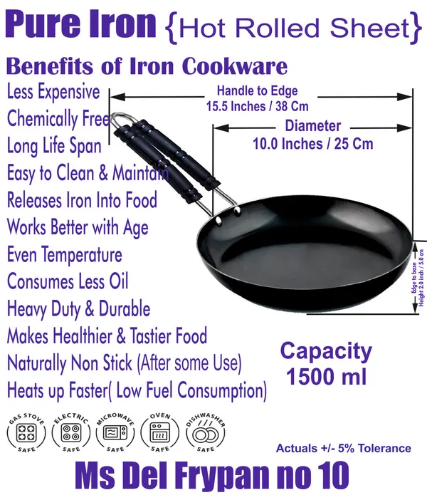 Black___Pure_Iron_/_Loha_Wire_Handle_Fry_Pan_No_10_2Mm_Thickness_With_Heavy_Base