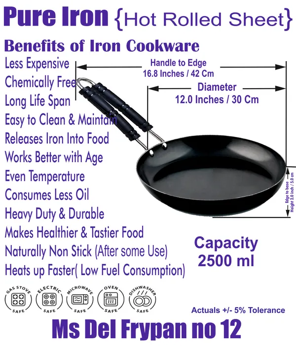 Black___Pure_Iron_/_Loha_Wire_Handle_Fry_Pan_No_12_2Mm_Thickness_With_Heavy_Base