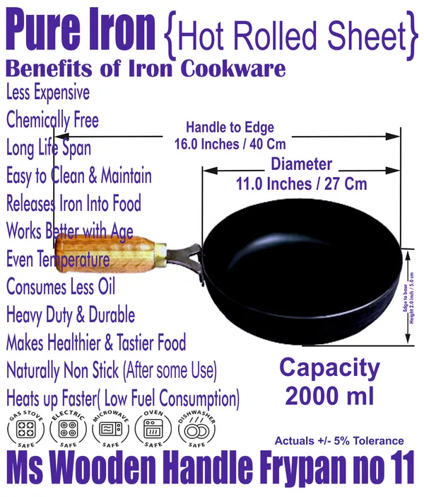 Black___Pure_Iron_/_Loha_Wooden_Handle_Fry_Pan_No_11_2Mm_Thickness_With_Heavy_Base