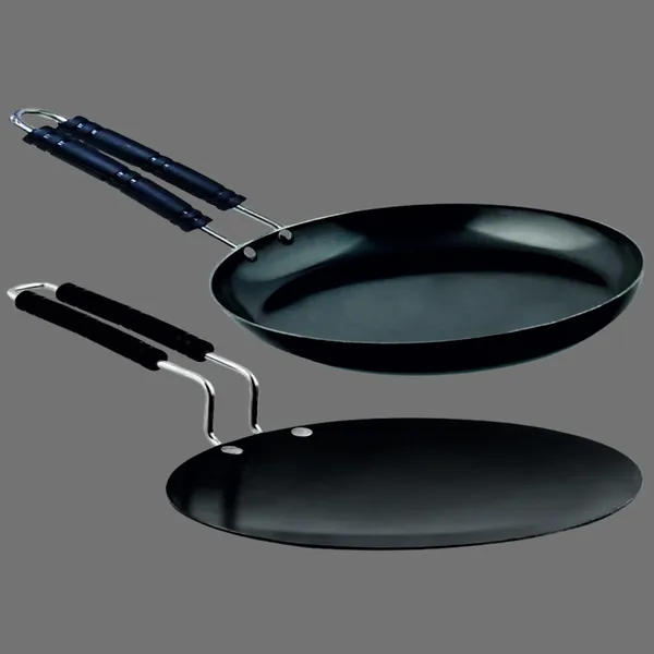 Combo_Of_Black__Pure_Iron_Tawa_&_Fry_Pan_With_Wire_Handle_-_8_Inch_Cooking_Vessel_2Mm_Thickness_With_Heavy_Base