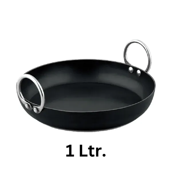 Black_._Pure_Iron_Multi-Purpose_Flat_Bottom_Kadhai_No_9_(1_Litre)_2Mm_Thickness_With_Heavy_Base