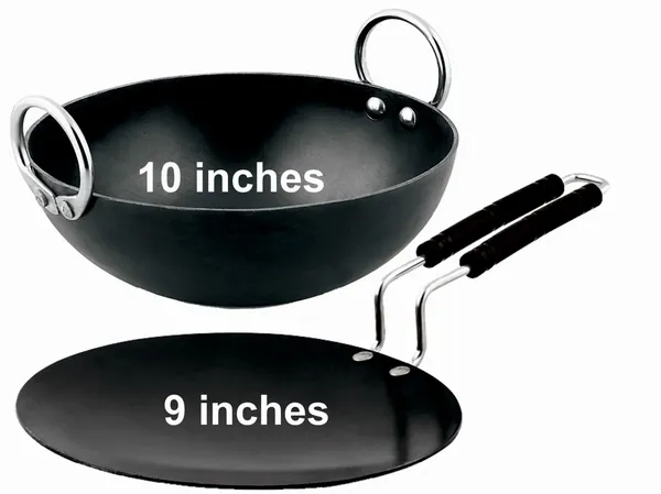 Black__Pure_Iron_Kadai_&_Del_Tawa_Combo_Set_(10"_&_9")_2Mm_Thickness_With_Heavy_Base_