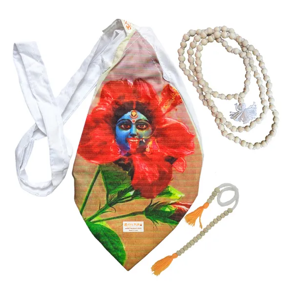 MAYAPURI_Kali_Mata_Printed_Cotton_Beads_Bag_with_108+1_Beads_Japa_Mala,_Gomukhi_Chanting_Jhola_With_Zip_Pocket_and_Sakshi_Mala_Counter,_Color:_MAYAPURI_Kali_Mata_Printed_Cotton_Beads_Bag,_Gomukhi_Chanting_Jhola_With_Zip_Pocket_And_Sakshi_Mala_Counter,_Color;_White_(Pack_of_1)