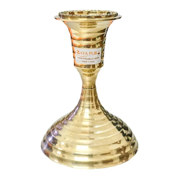 MAYAPURI_10_cm_Brass_Candle_Holder_Stand,_Elegant_Pital_Momdani_for_Home_Decor_and_Diwali_Gifting