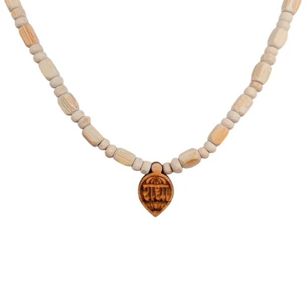 MAYAPURI_Adults_Unisex_Original_Tulsi_Mala_For_Neck_With_Engraved_Design_Radha_Pendant/Locket,_Holy_Basil_Wooden_Necklace_(Pack_of_1)