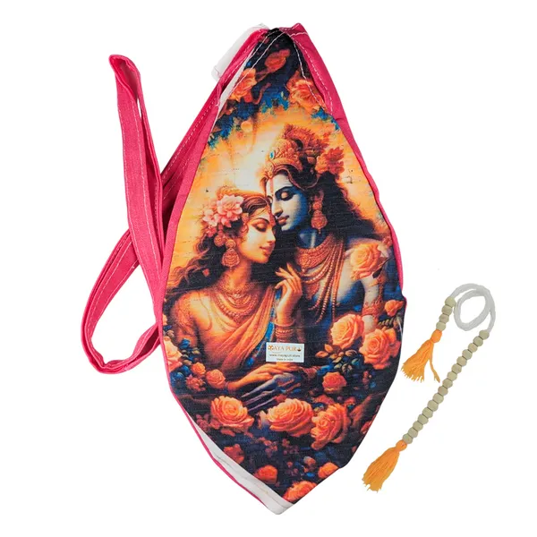 MAYAPURI_Multicolor_Pure_Cottom_Radha_Krishna_Printed_Japa_Mala_Bag,_Chanting_Or_Beads_Bag_with_Zip_Pocket_and_Sakshi_Mala_Counter